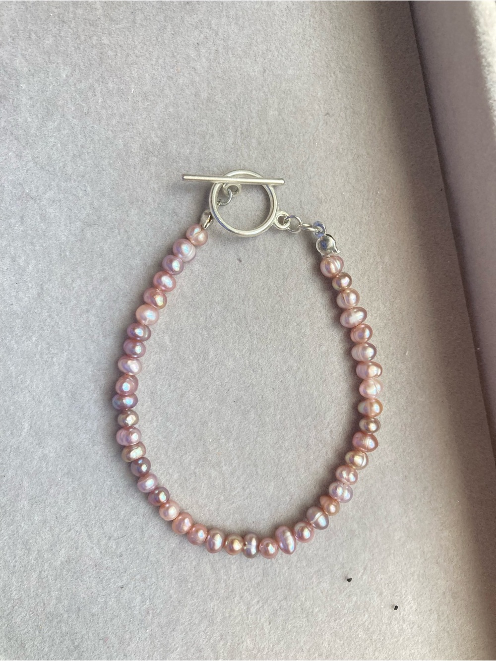 Pearl Pink Freshwater Pearl Bracelet with Silver Toggle